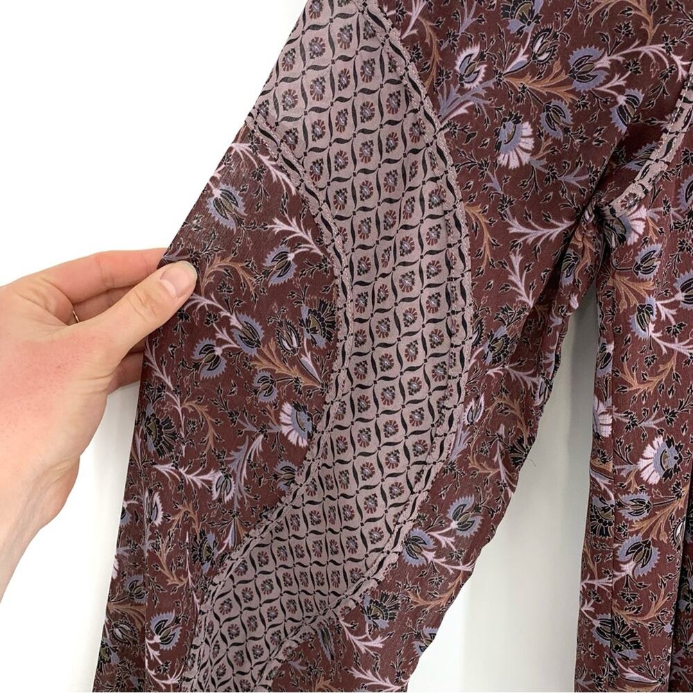 EVEREVE Cleo Floral Blouse Maroon Purple L - Picture 4 of 9
